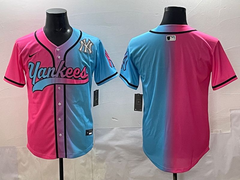 Men 2025 New York Yankees Blank Blue pink Game Nike MLB Jersey style 004